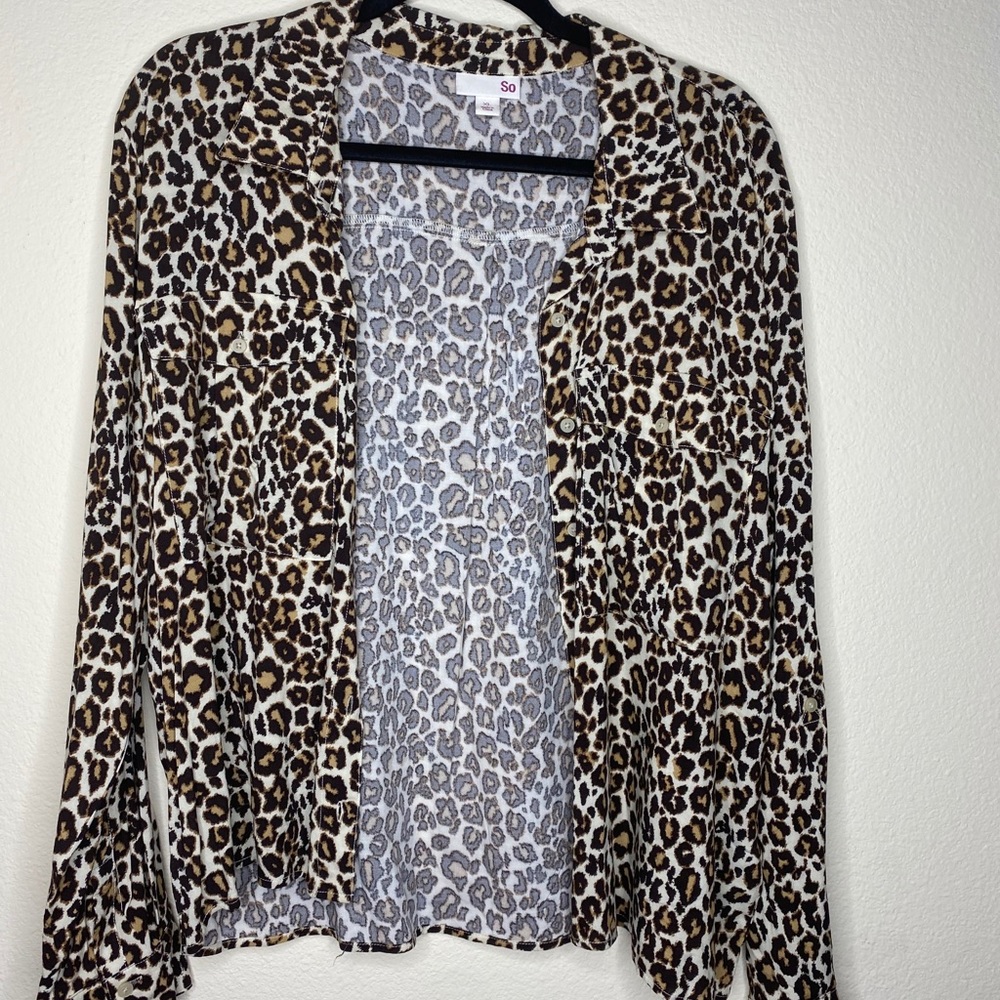 Leopard Button Up long sleeve top